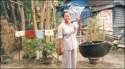 woman in yard