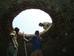 Inside a dome under construction using the radial arm